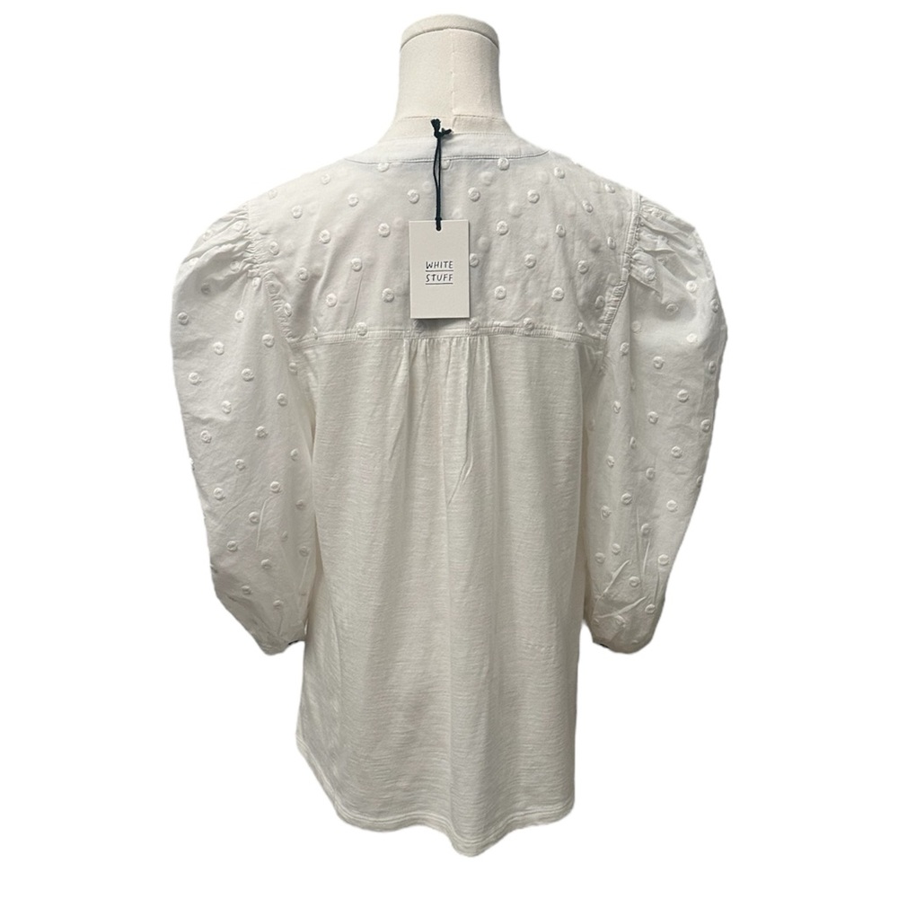 White Stuff Elisa Dobby Mix Top Pale Ivory Women’s US 6 Sample NWT - Picture 6 of 11